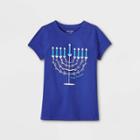Girls' 'hanukkah' Short Sleeve Graphic T-shirt - Cat & Jack Bright Blue