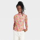 No Brand Black History Month Women's Long Sleeve Mesh Athletic Pullover - White Abstract