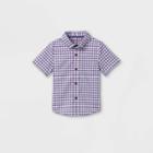 Toddler Boys' Gingham Poplin Woven Short Sleeve Button-down Shirt - Cat & Jack Purple
