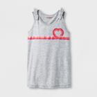 Girls' Sleeveless Tie Shoulder Heart Graphic Tank Top - Cat & Jack Heather Gray