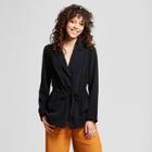 Women's Tie Waist Blazer - Mossimo Black