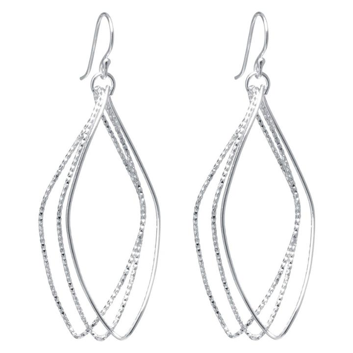 Target Silver Plated Brass Large Diamond Cut Marquise Shape Drop Earrings, Women's,
