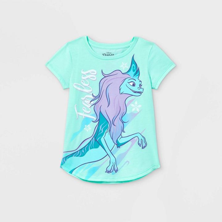 Girls' Disney Fearless Raya Short Sleeve Graphic T-shirt - Blue