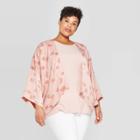 Target Women's Plus Size Floral Double Layer Cropped Ruana - A New Day Pink,
