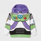 Pixar Toddler Boys' Cosplay Buzz Lightyear Zip-up Sweatshirt - 12m, Green/purple/white