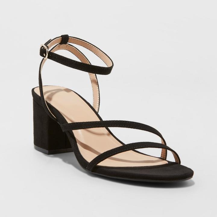 Women's Selena Naked Block Heeled Pumps - A New Day Black