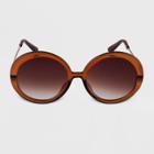 Women's Round Metal Oversized Sunglasses - A New Day Brown, Women's, Size: Small, Brown/grey