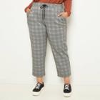 Women's Plus Size Plaid Ankle Length Pants - A New Day Charcoal Gray