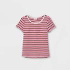 Girls' Rib-knit Printed Short Sleeve Top - Cat & Jack Burgundy