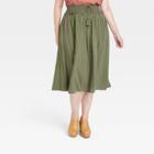 Women's Plus Size Smocked Skirt - Knox Rose Dark Olive Green