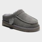 Kids' Dluxe By Dearfoams Vancouver Genuine Shearling Clog Slippers - Gray