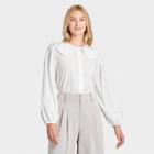 Women's Oversized Balloon Long Sleeve Button-down Shirt - A New Day White