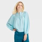 Women's Bishop Long Sleeve Blouse - Who What Wear Blue