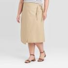 Women's Plus Size Wrap Midi Skirt - Ava & Viv Tan X, Women's, Yellow