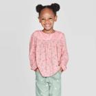 Oshkosh B'gosh Toddler Girls' Floral Dot Long Sleeve Blouse - Pink