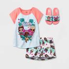 L.o.l. Surprise! Girls' Lol Surprise 2pc Pajama Set With Slides - Pink/blue