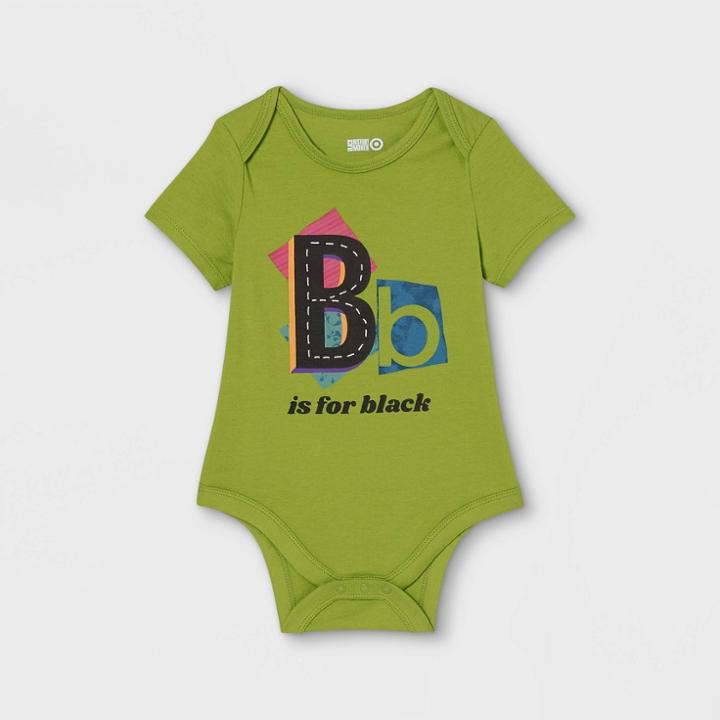 No Brand Black History Month Baby B Is For Black Bodysuit - Light Green Newborn