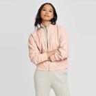 Women's Long Sleeve Leather Bomber Jacket - Who What Wear Peach S, Women's, Size: