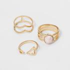 Open Work With Faceted Stone Ring Set 3pc - Universal Thread Gold