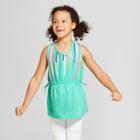Girls' Embroidered Tank Top - Cat & Jack Green