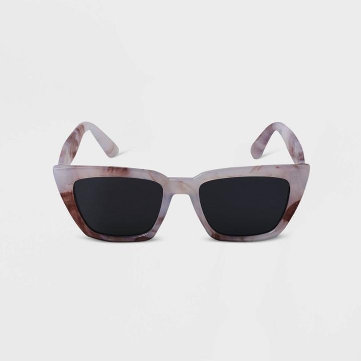 Women's Marble Angular Rectangle Sunglasses - A New Day Gray