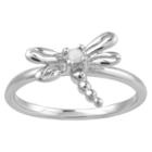 Journee Collection 1/10 Ct. T.w. Round-cut Diamond Pave Set Dragonfly Ring In Sterling Silver (j-k-i1-i2)