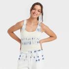 Women's Tie-dye Slim Fit Rib Racerback Tank Top - Universal Thread Blue/white