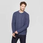 Men's Standard Fit Cable Crew Neck Sweater - Goodfellow & Co Navy L, Size: