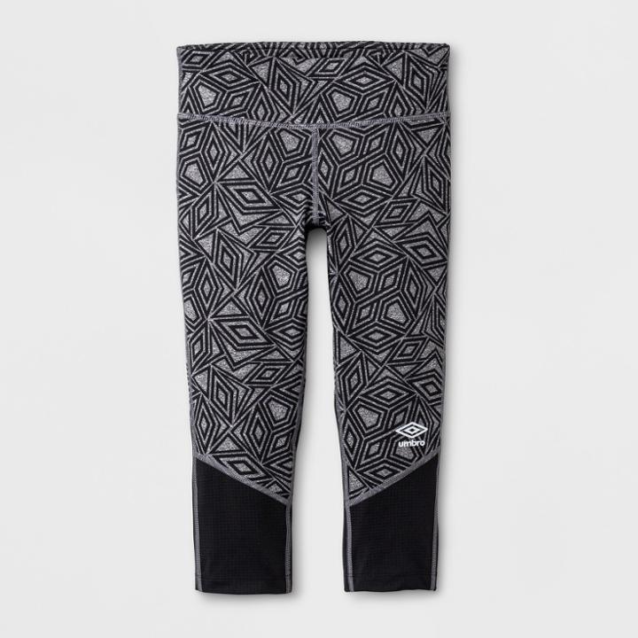 Umbro Girls' Diamond Facet Capri Leggings - Black