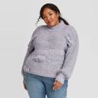 Women's Plus Size Mock Turtleneck Fringe Pullover Sweater - Universal Thread Blue