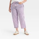 Women's Plus Size Super-high Rise Vintage Straight Cropped Jeans - Universal Thread Pink