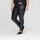 Women's Plus Size Faux Leather Ponte Leggings - Ava & Viv Black X