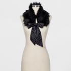 Women's Faux Fur Collar With Tie Front Scarf - A New Day Black