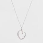 Target Sterling Silver Heart With Mom And 2.5mm Cubic Zirconia Necklace -
