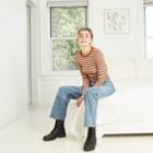 Women's Long Sleeve Slim Fit T-shirt - Wild Fable Striped Orange