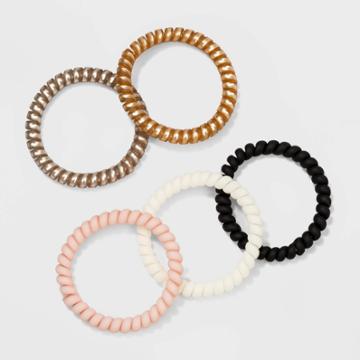 Thin Mixed Finish Phone Cord Ponies Hair Elastic Set 5pc - Wild Fable
