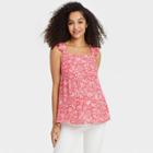 Flutter Short Sleeve Tie-back Maternity Top - Isabel Maternity By Ingrid & Isabel Pink Floral