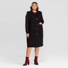 Women's Plus Size Sleeveless Deep V-neck Longline Sherpa Vest - Prologue Black X
