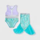 Girls' Disney The Little Mermaid 3pc Adaptive Swimsuit - Xs - Disney