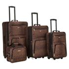 Rockland Safari 4pc Rolling Softside Checked Luggage Set - Leopard, Brown