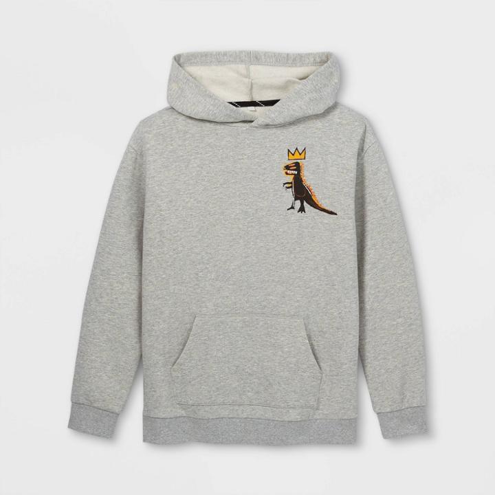 Boys' Jean-michel Basquiat Dino Graphic Sweatshirt - Art Class Gray