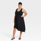 Women's Plus Size Sleeveless Asymmetrical Knit Dress - Ava & Viv Black X