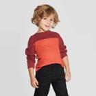 Toddler Boys' Thermal Colorblock T-shirt - Cat & Jack Maroon/orange 12m, Toddler Boy's, Red