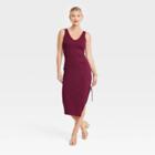Women's Sleeveless Ruched Knit Dress - A New Day Burgundy