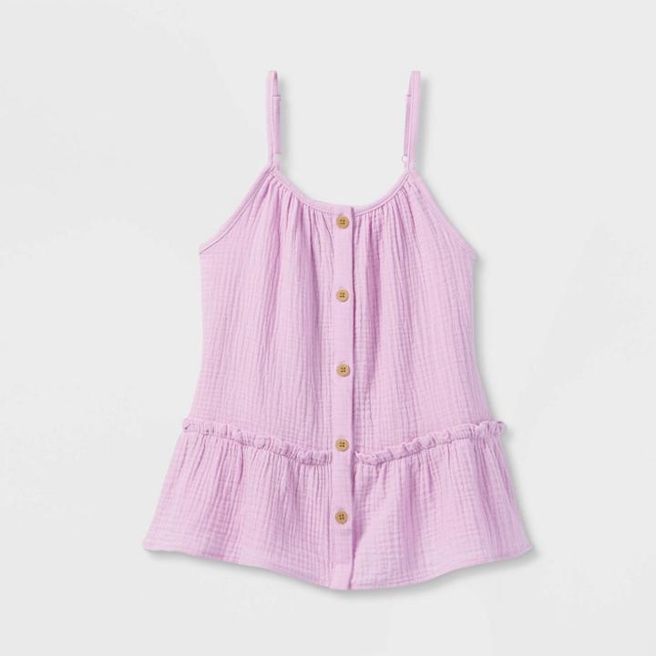 Girls' Woven Gauze Tier Tank Top - Cat & Jack Light Purple