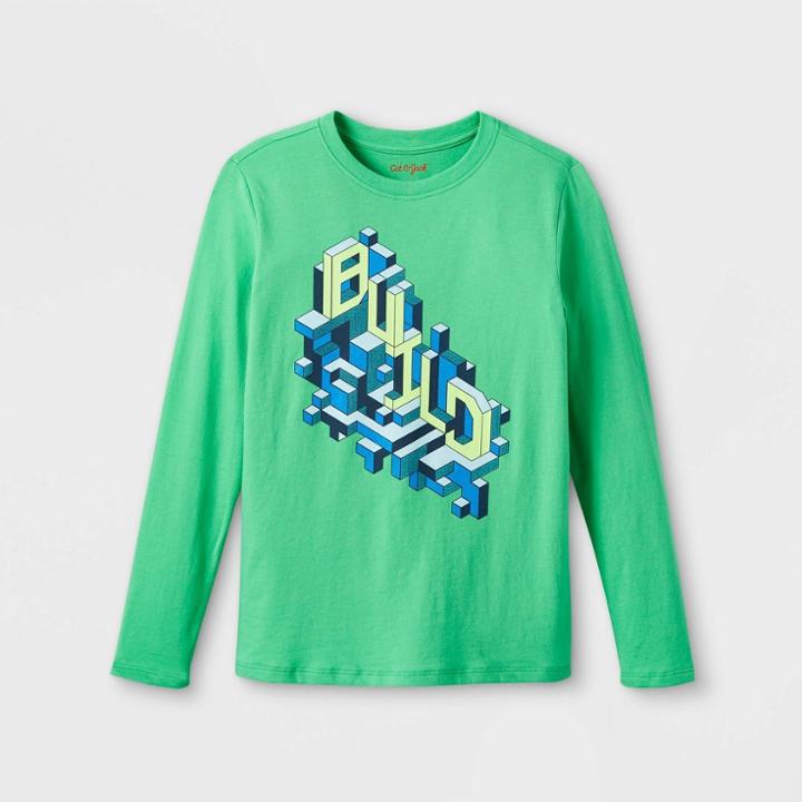 Boys' 'build' Graphic Long Sleeve T-shirt - Cat & Jack Green
