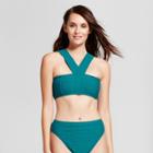 Mossimo Women's Textured 2 Way Crop Top Bikini Top - Tropical Teal - Xs -
