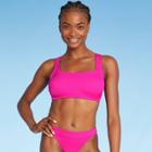 Juniors' Ribbed Square Neck Bralette Bikini Top - Xhilaration Magenta D/dd Cup, Pink