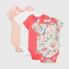 Honest Baby Girls' 4pk Organic Cotton Short Sleeve Bodysuit - Newborn, Nickel