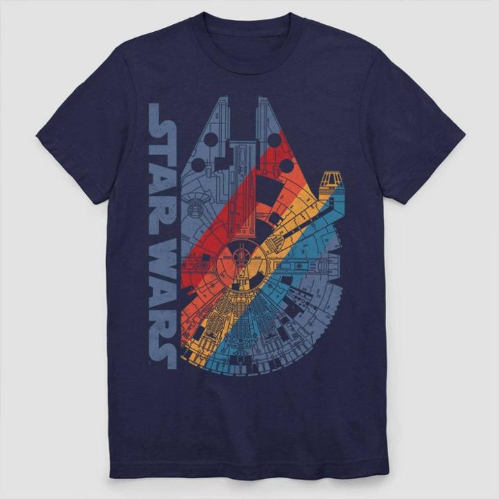 Men's Star Wars Millennium Falcon Rainbow Short Sleeve Graphic T-shirt - Navy